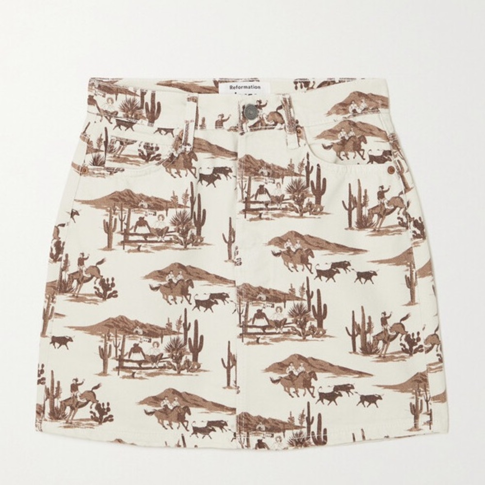 Reformation Jackie High Rise Denim Mini Skirt